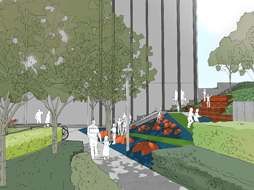 A rendering of the new Maillardville Community Centre Plaza