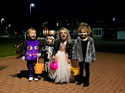 children in halloween costumes