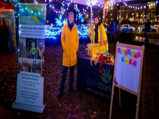 Park Spark Stagg at their booth with feastive lights and activities