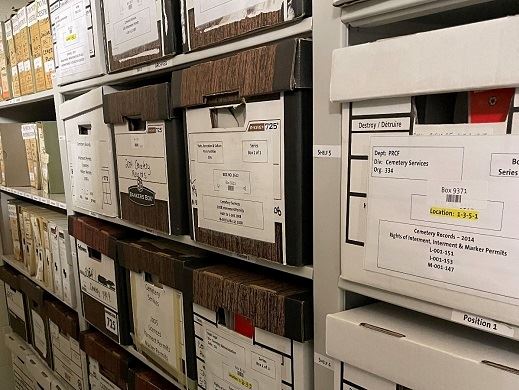 Fonds donation boxes in Coquitlam City Srchives vault