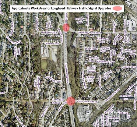 Location Map for Lougheed Highway Traffic Signal Upgrades