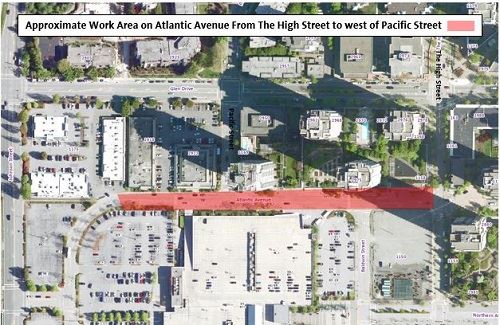 Location Map for Work Area on Atlantic Avenue from The High Street to west of Pacific Street
