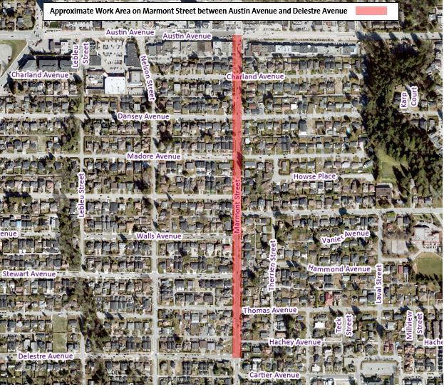 Location Map for Marmont Street Repaving