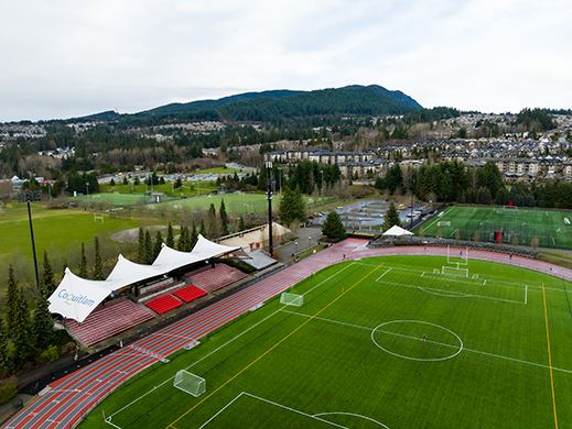 An aerial image of Coquitlam&#39s Percy Perry Stadium