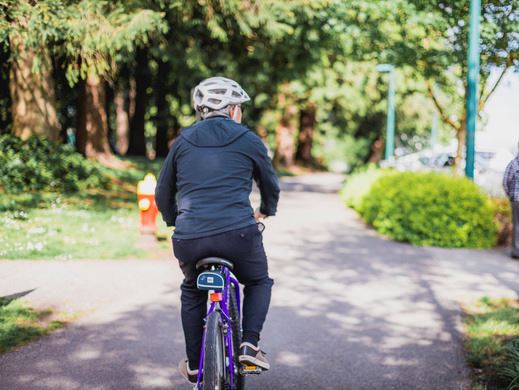 Man biking on a Spring day