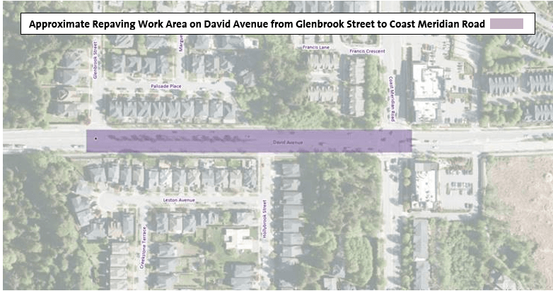 Location Map for Approximate Repaving Work Area along David Avenue