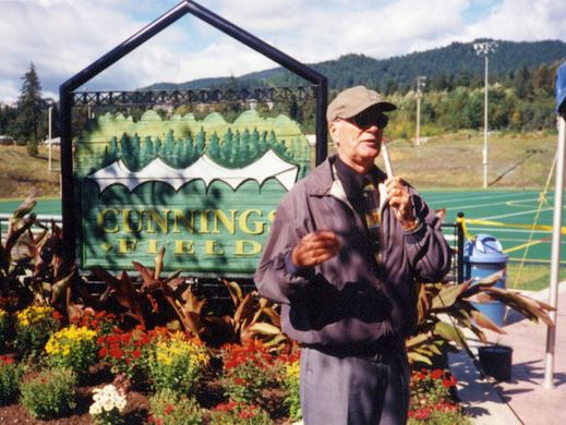 Don Cunnings at dedication of Don Cunnings Field in Coquitlam