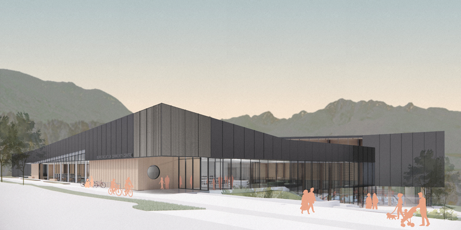 Rendering image of the schematic design for Burke Mountain Community Centre