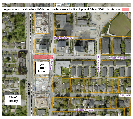 Approximate Work Area on Foster Avenue for Development Site