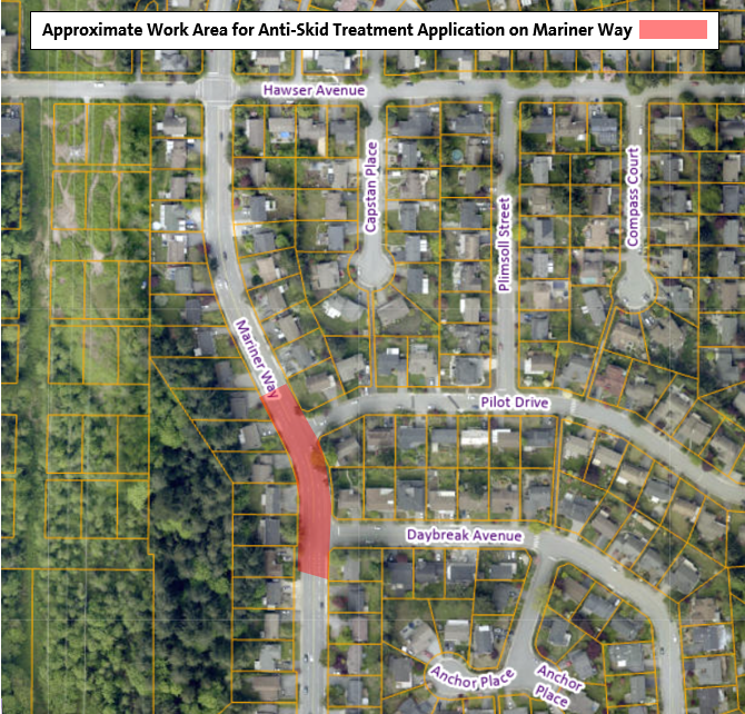 Approximate Work Area for Anti-Skid Treatment Application on Mariner Way