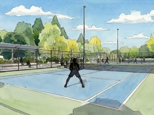 Artist rendering of the new tennis courts at Town Centre Park