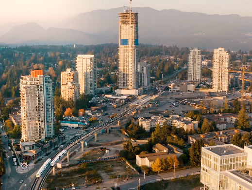 An aerial view of Burquitlam