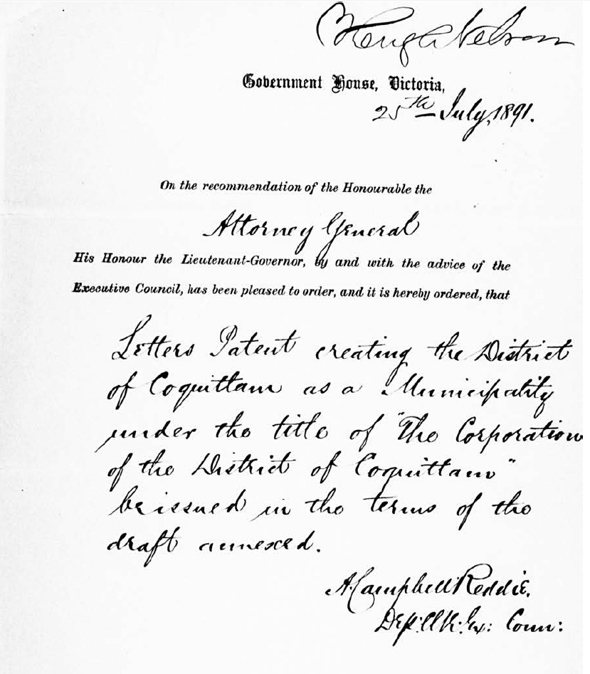 Order-in-Council, July 25, 1891 (JPG) Opens in new window
