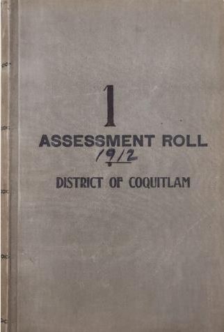 14 - Front Cover - Assessment and Collectors Roll 1920 (Source City of Coquitlam Archives) Opens in new window
